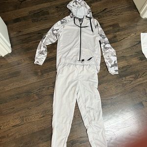 BOTH PANTS AND HOODIE Nike White camouflage jumpsuit